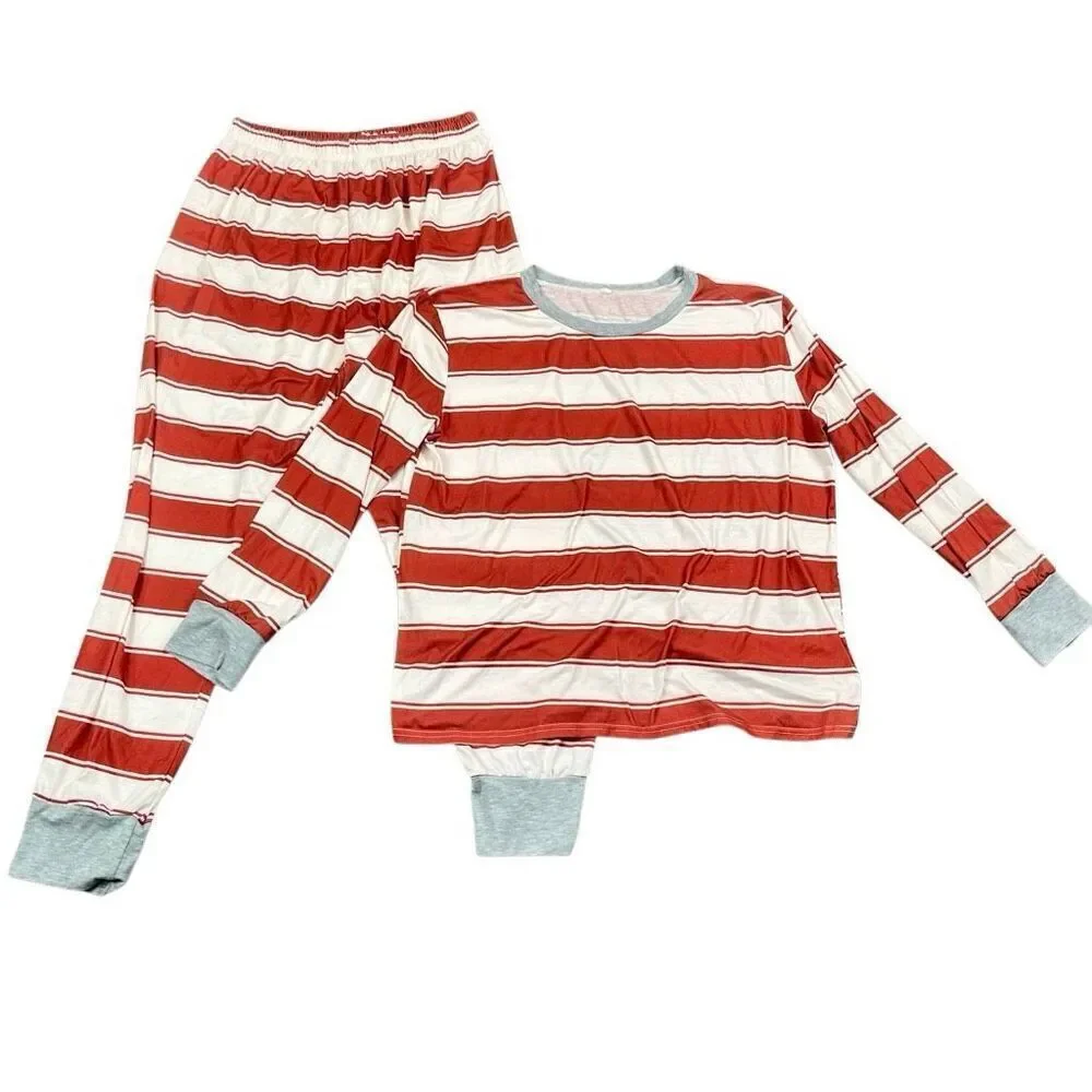 Women's Family Pajama Striped Xmas Christmas Matching Sleepwear Set 2XL